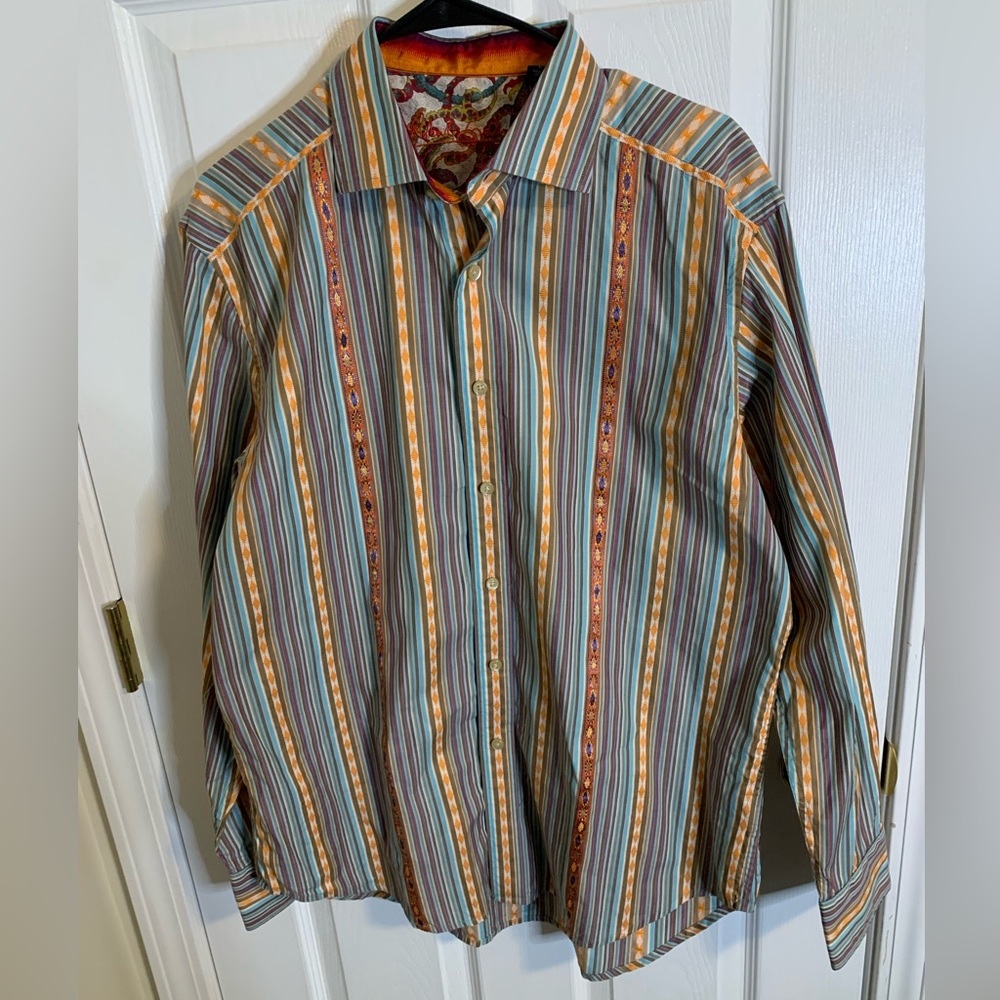 Robert Graham Striped Paisley Flip Cuff Button Down